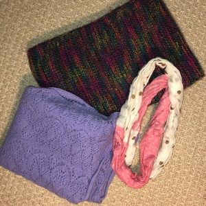 SCARF BUNDLE: 2 infinity scarves one regular scarf